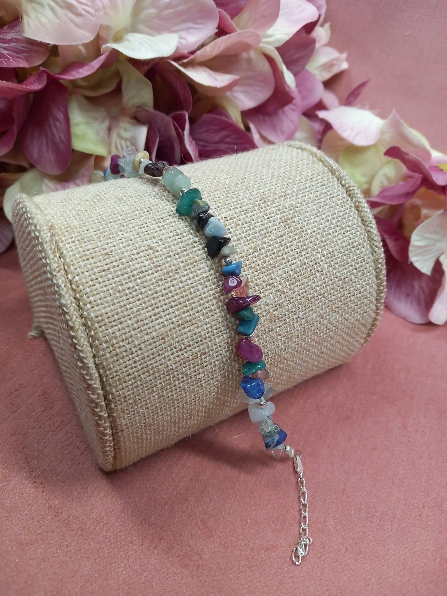 SILVER Bracelet with Mix Minerals.