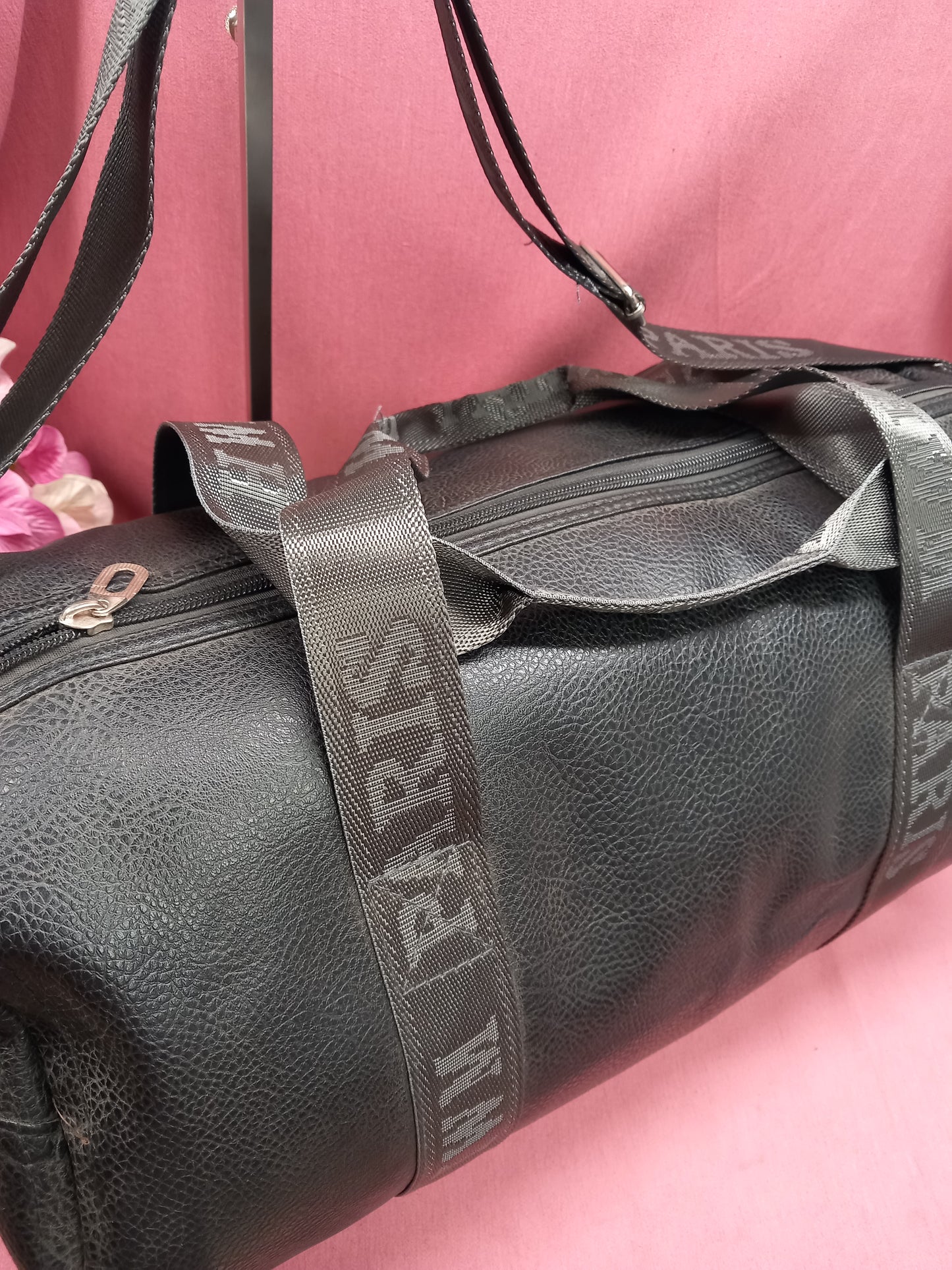 Leatherette travel or gym bag with purse included