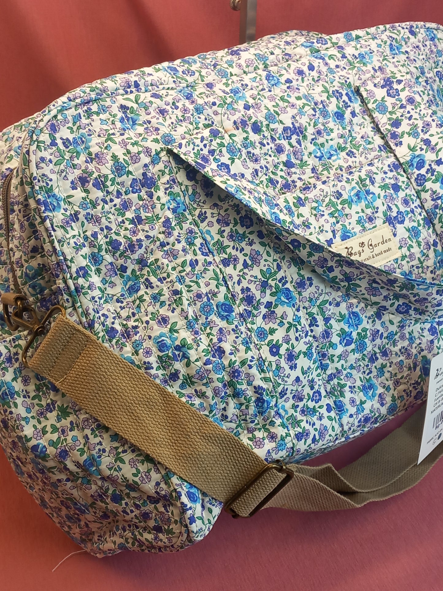 Bolsa Maleta de algodón floral para escapadas pendientes o gym