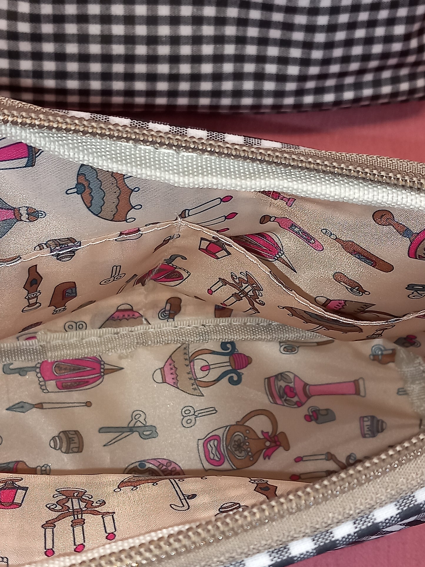 Trío de neceseres waterproff Vichy negro.Envío gratis.Precio sin competencia, más colores.