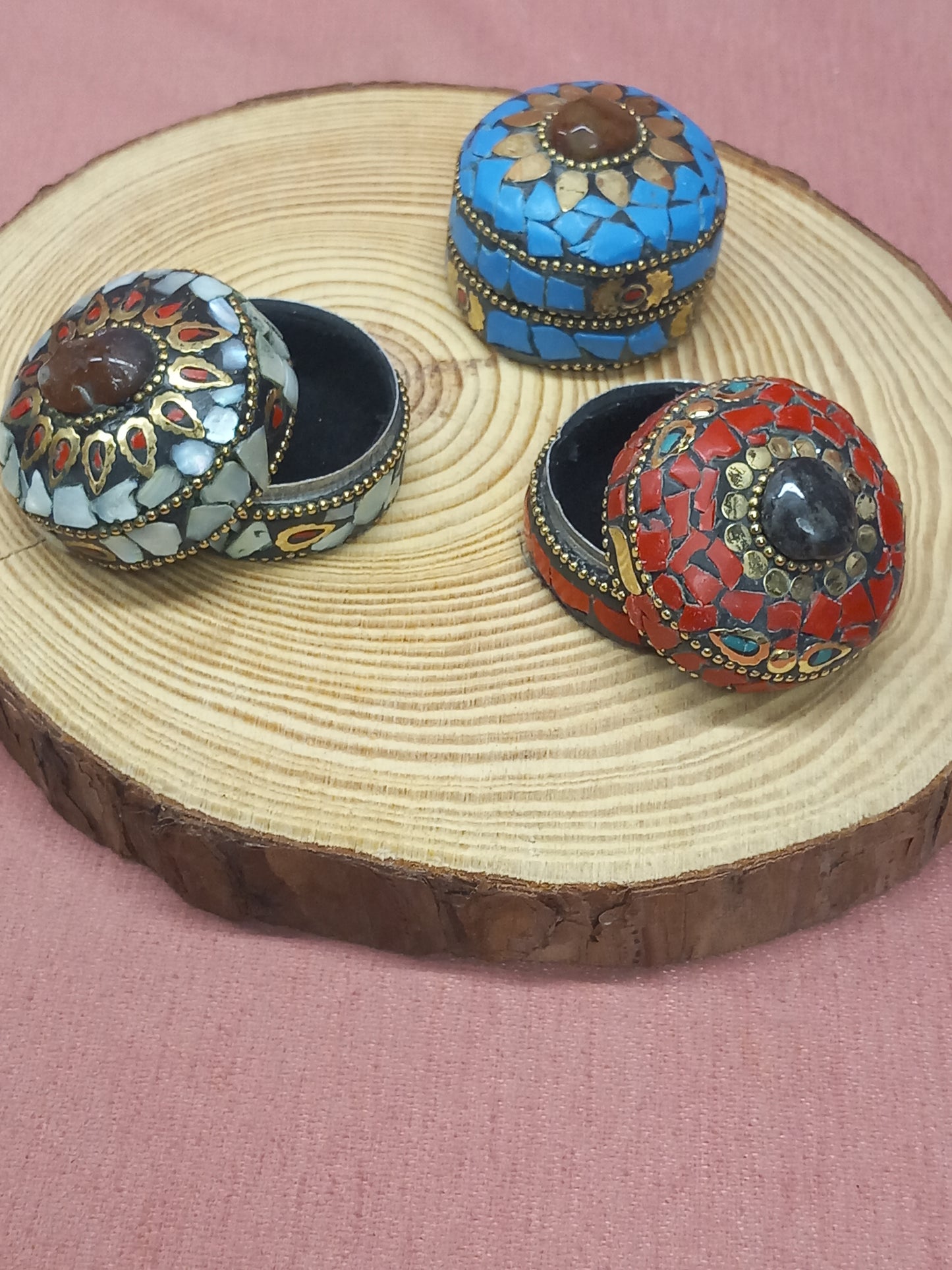 Set de 3 cajitas joyero. Artesanía Indía,hecho a mano.Envío Gratis.