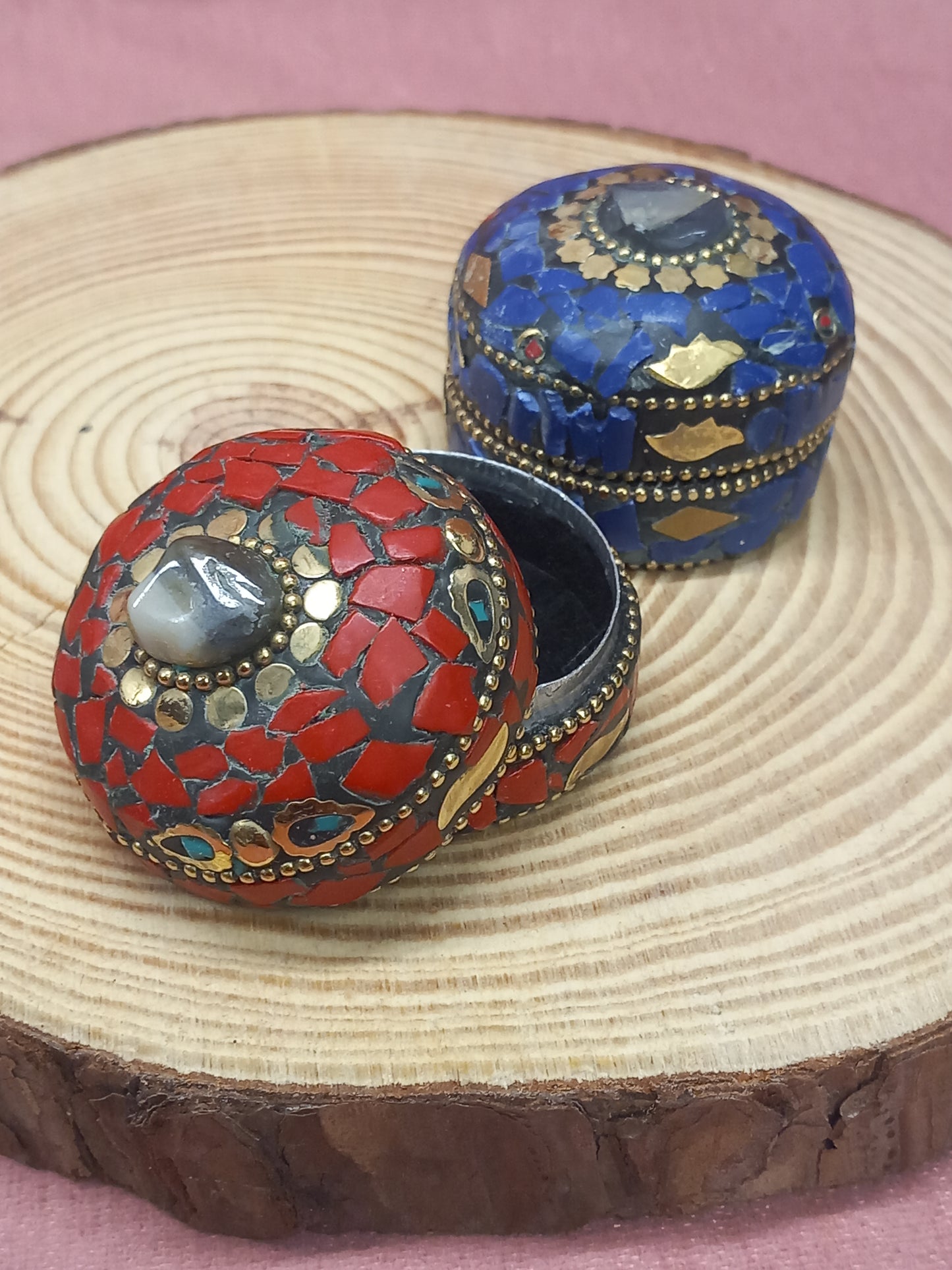Set de 2 cajitas joyero,artesanía India,hecho a mano.Envío Gratis.