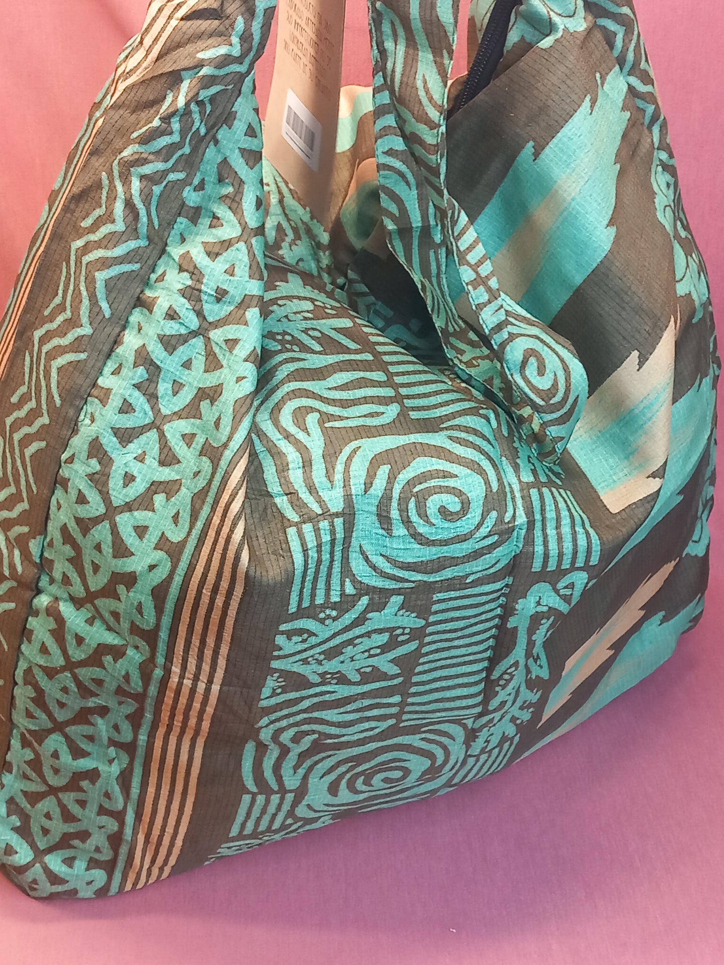 Bolso india de escapada, fin de semana,playa,montaña, gimansio...Con cremallera.Envío Gratis.Modelo Agua Marina.