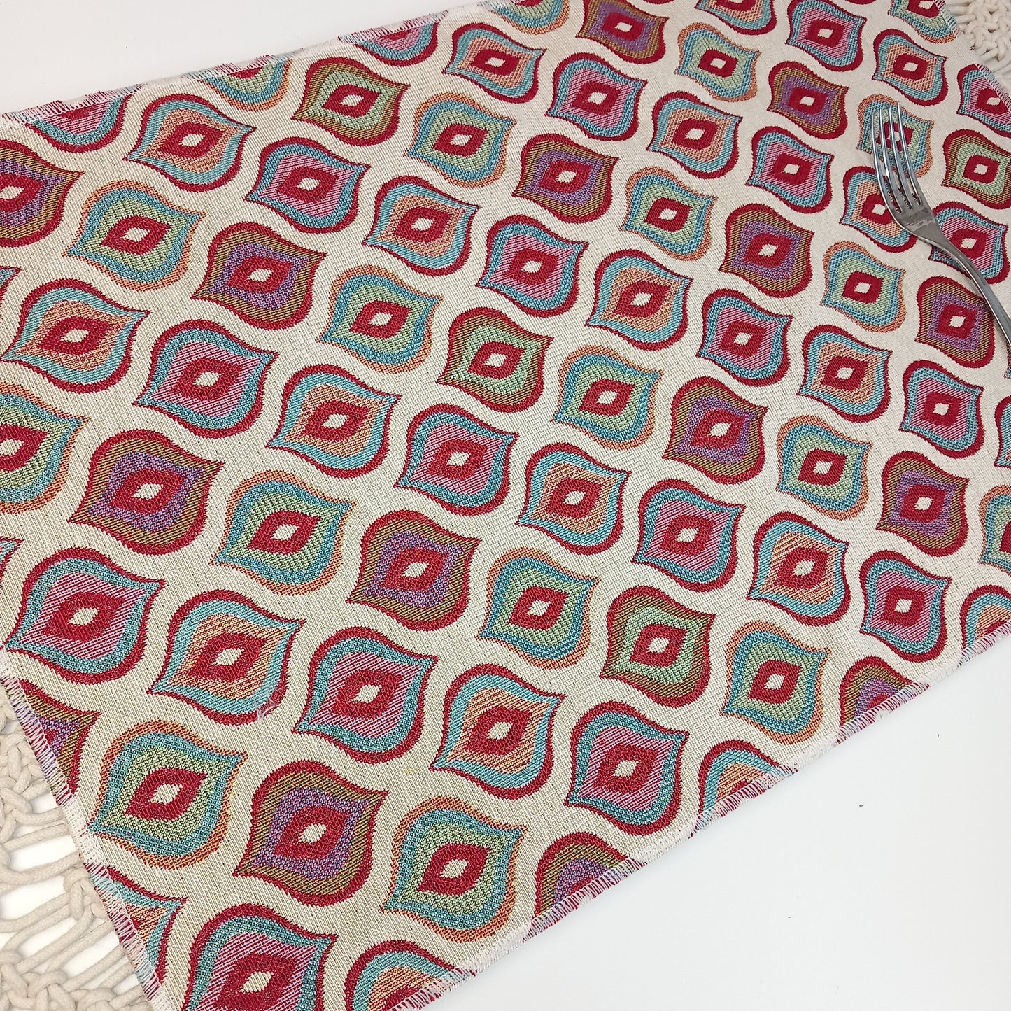 Juego de 2 manteles individuales dhurries print. Envío gratis y modelo amuleto.