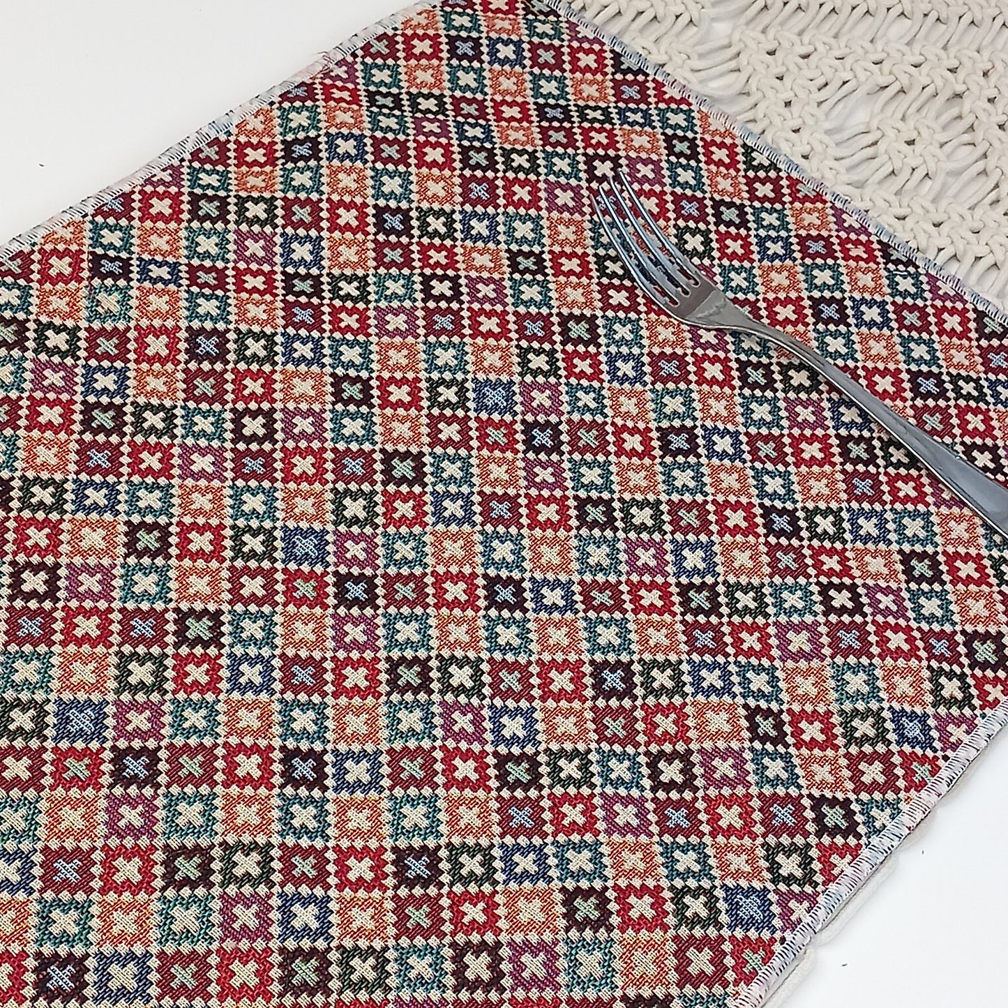 Juego de 2 manteles individuales dhurries print. Envío gratis y modelo maldivas.