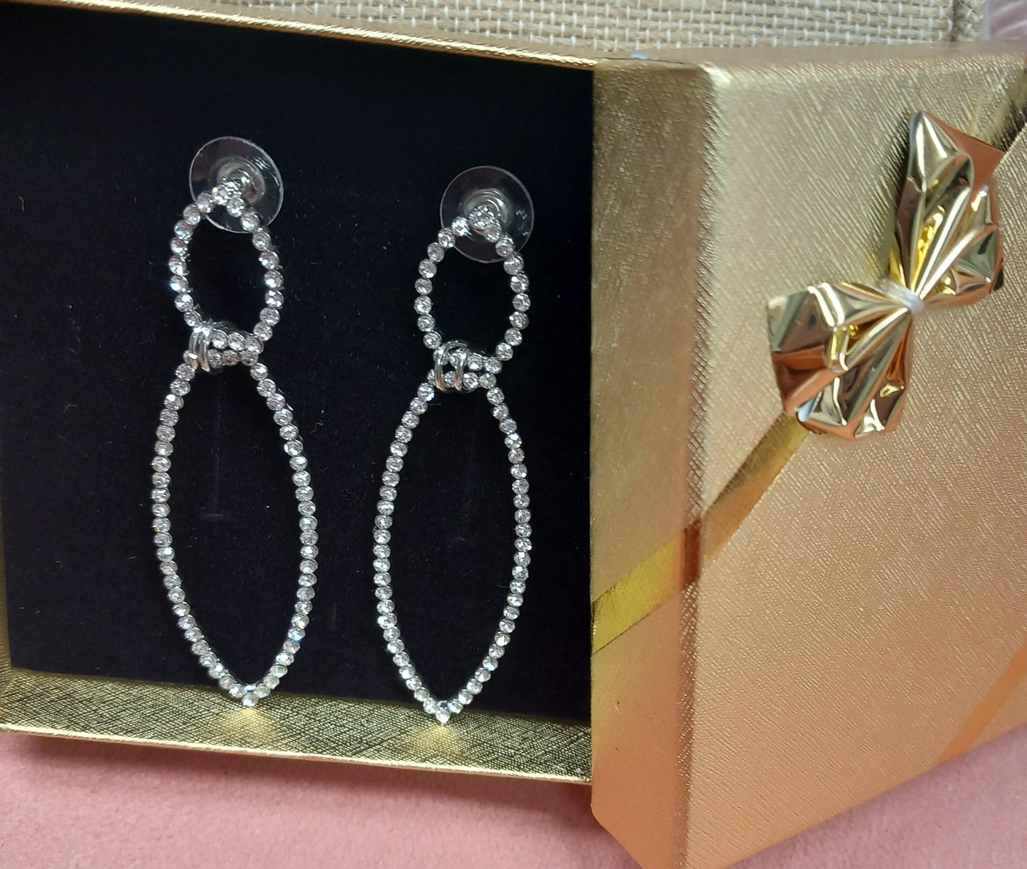 Pendientes Romanticos de Brillo Plateados