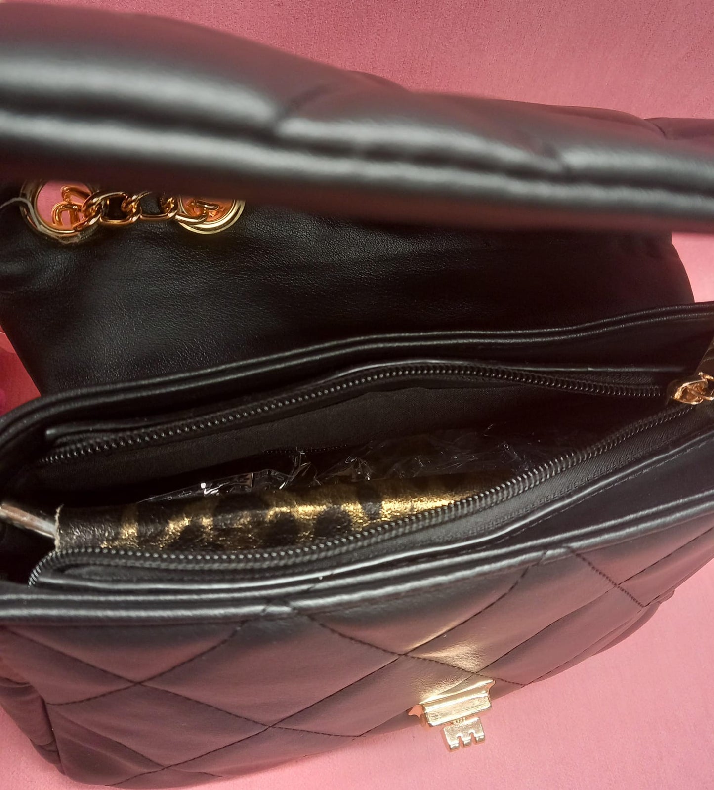 Black Leather anti-theft bag with matching GIFT,flow wallet.