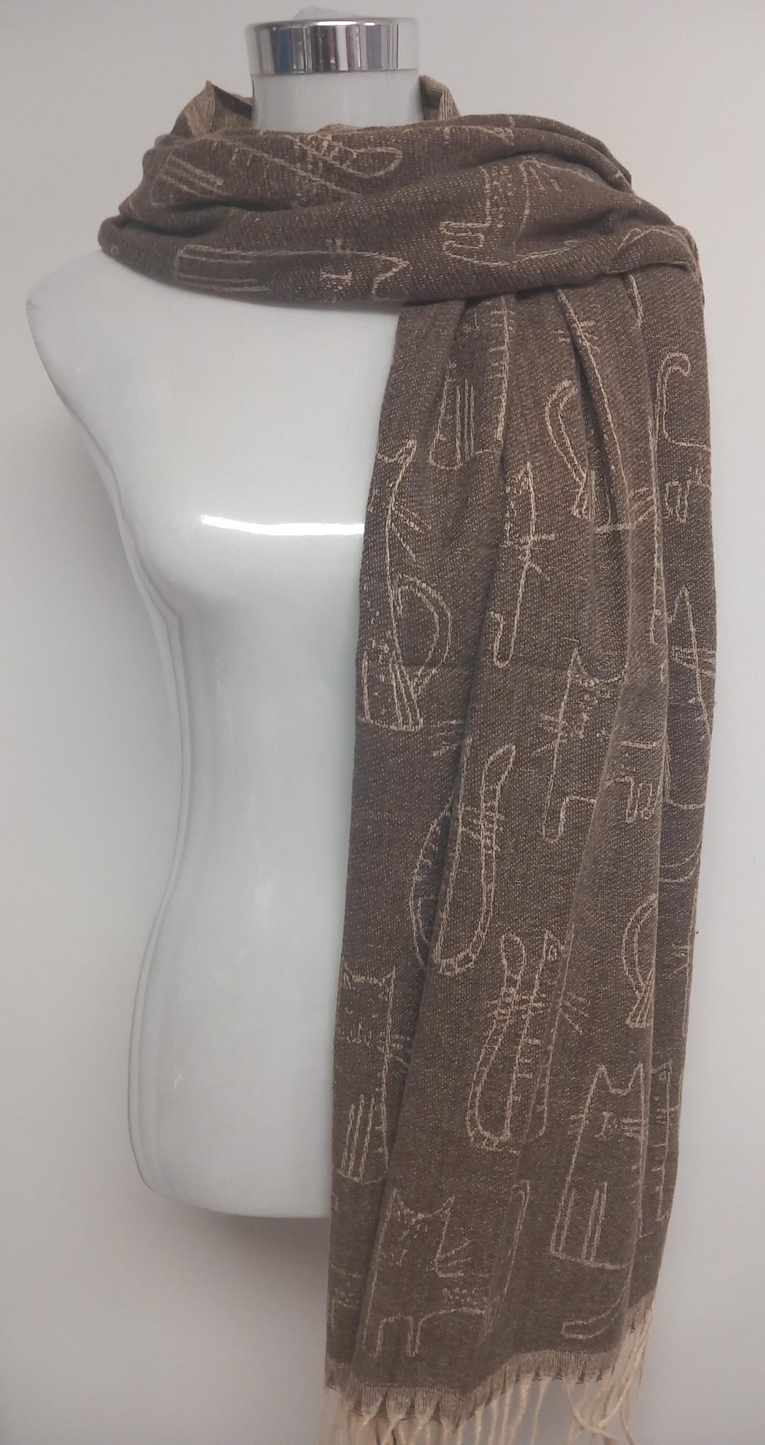 Reversible bufanda de gatos café