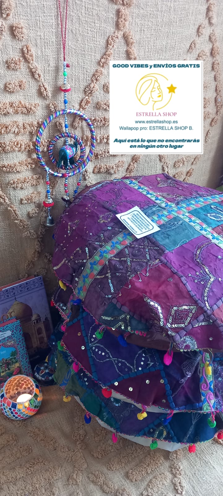 ZAFÚ PATCHWORK REDONDO ELABORADO ARTESANALMENTE CON ESENCIA BOHO.11.99€ENVÍO GRATIS SIN PEDIDO MÍNIMO.