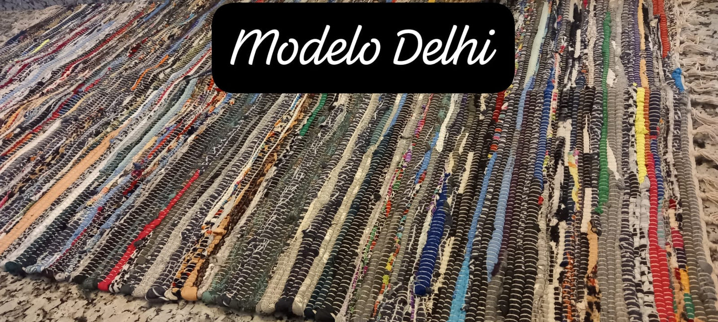 ALFOMBRA MULTICOLOR 150X80CM TRADICIÓN Y ARTESANÍA NATURAL 100%HECHO EN INDIA CON RETALES DE ALGODÓN.ENVÍO GRATIS SIN PEDIDO MÍNIMO.