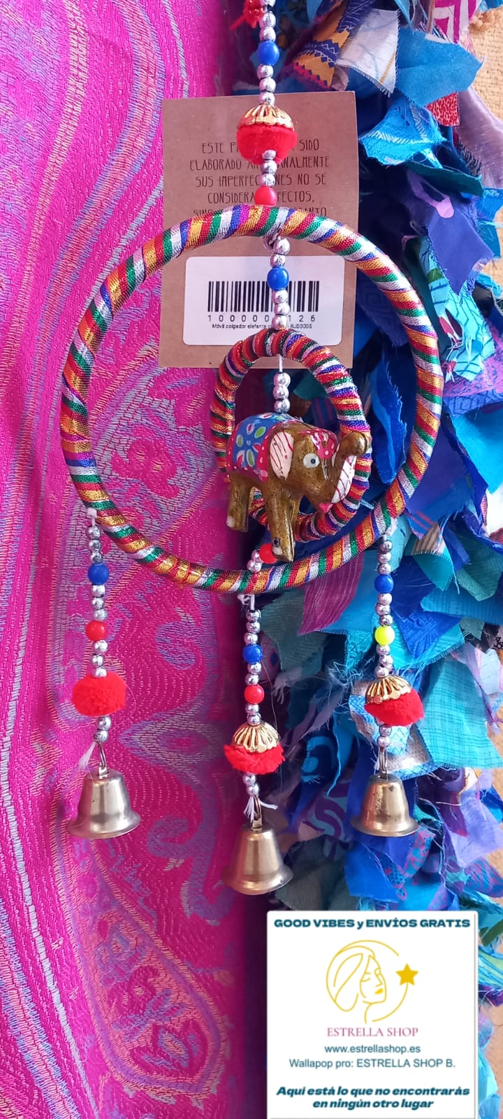 COLGADOR MÓVIL DE ELEFANTE CIRCULAR CON CAMPANITAS.ENVÍO GRATIS SIN PEDIDO MÍNIMO.