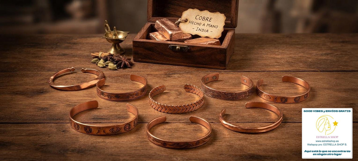 Preciosa pulsera de cobre magnética árbol de la vida, que también lleva imanes en sus extremos. Hecho en India con envío gratis sin pedido mínimo.