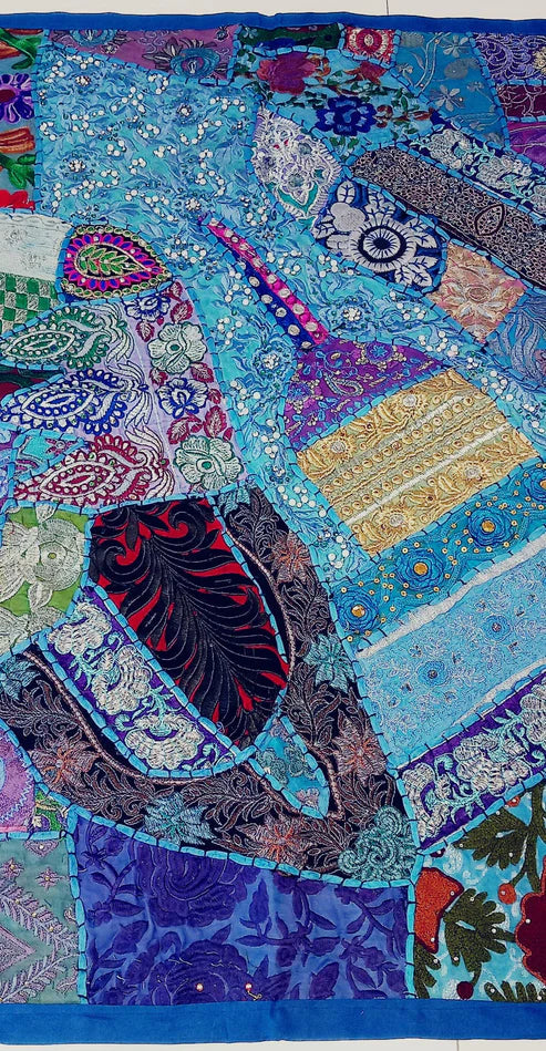 TAPIZ PATCHWORK 90X60 ARTESANALMENTE BORDADO EN INDIA.ENVÍO GRATIS SIN PEDIDO MÍNIMO.