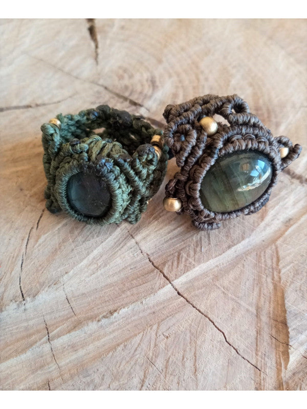 Anillo Macramé Mineral 9.99,envío gratis,artesanía