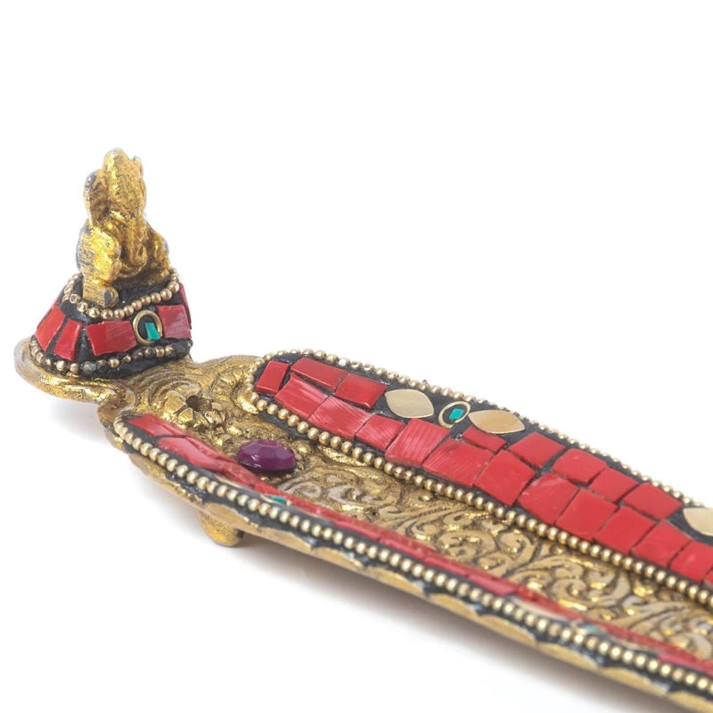 INCENSARIO GANESHA DE METAL CON RELIEVES Y PIEDRAS,ES ENVÍO GRATIS SIN PEDIDO MÍNIMO.