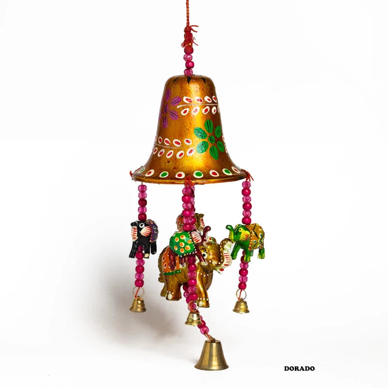 COLGADOR DECORACIÓN CON ELEFANTES DE LA SUERTE Y CAMPANA,RICO SÍMBOLISMO DE BUENA SUERTE,RIQUEZA Y PROTECCIÓN.ENVÍO GRATIS SIN PEDIDO MÍNIMO.