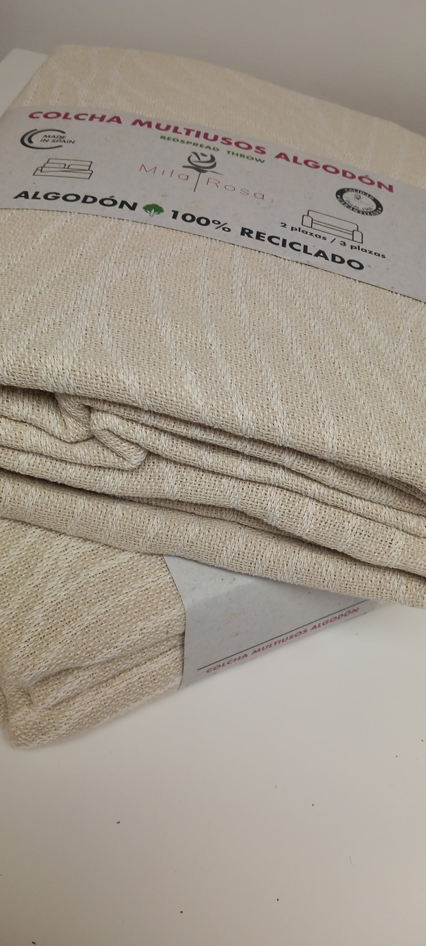 JARAPA COLCHA MULTIUSOS DE ALGODÓN CON FLECOS 180X260 COLOR LINO,ENVÍO GRATIS SIN PEDIDO MÍNIMO.