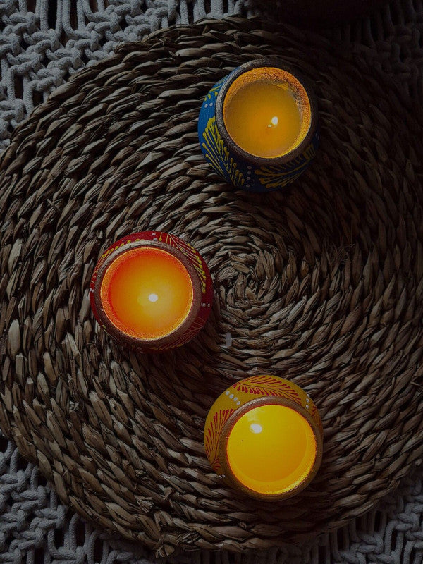 VELAS CON ALMA TERRACOTA ARTESANÍA INDIA.UN DETALLE DECORATIVO CON INTENCIÓN.ENVÍO GRATIS SIN PEDIDO MÍNIMO.