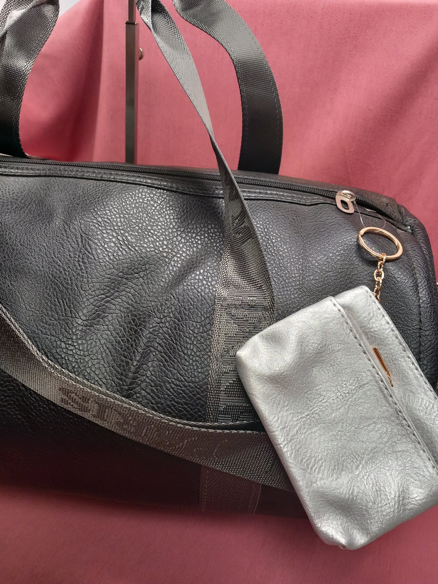 Leatherette travel or gym bag with purse included