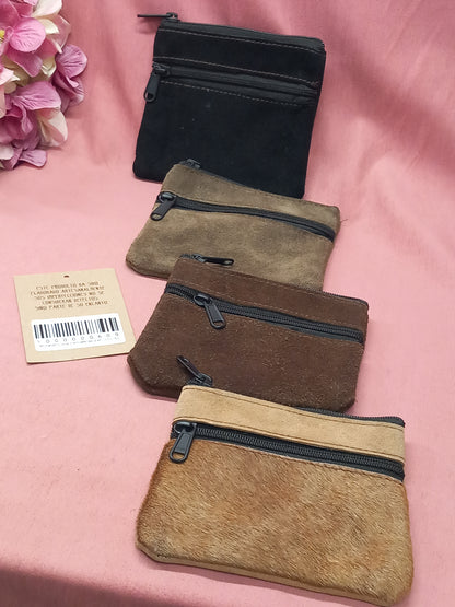 Monedero hombre en piel con 2 cremalleras.Artesanía India.Envío Gratis y precio sin competencia.