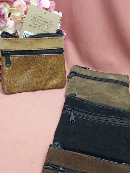 Monedero hombre en piel con 2 cremalleras.Artesanía India.Envío Gratis y precio sin competencia.