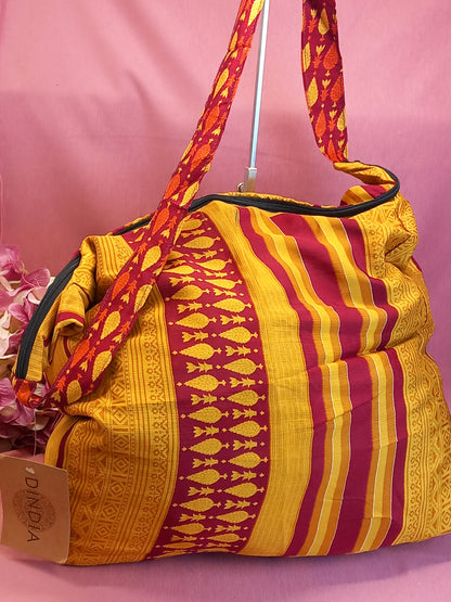 Bolso india de escapada, fin de semana,playa,montaña, gimansio...Con cremallera.Envío Gratis.Modelo Mostaza.