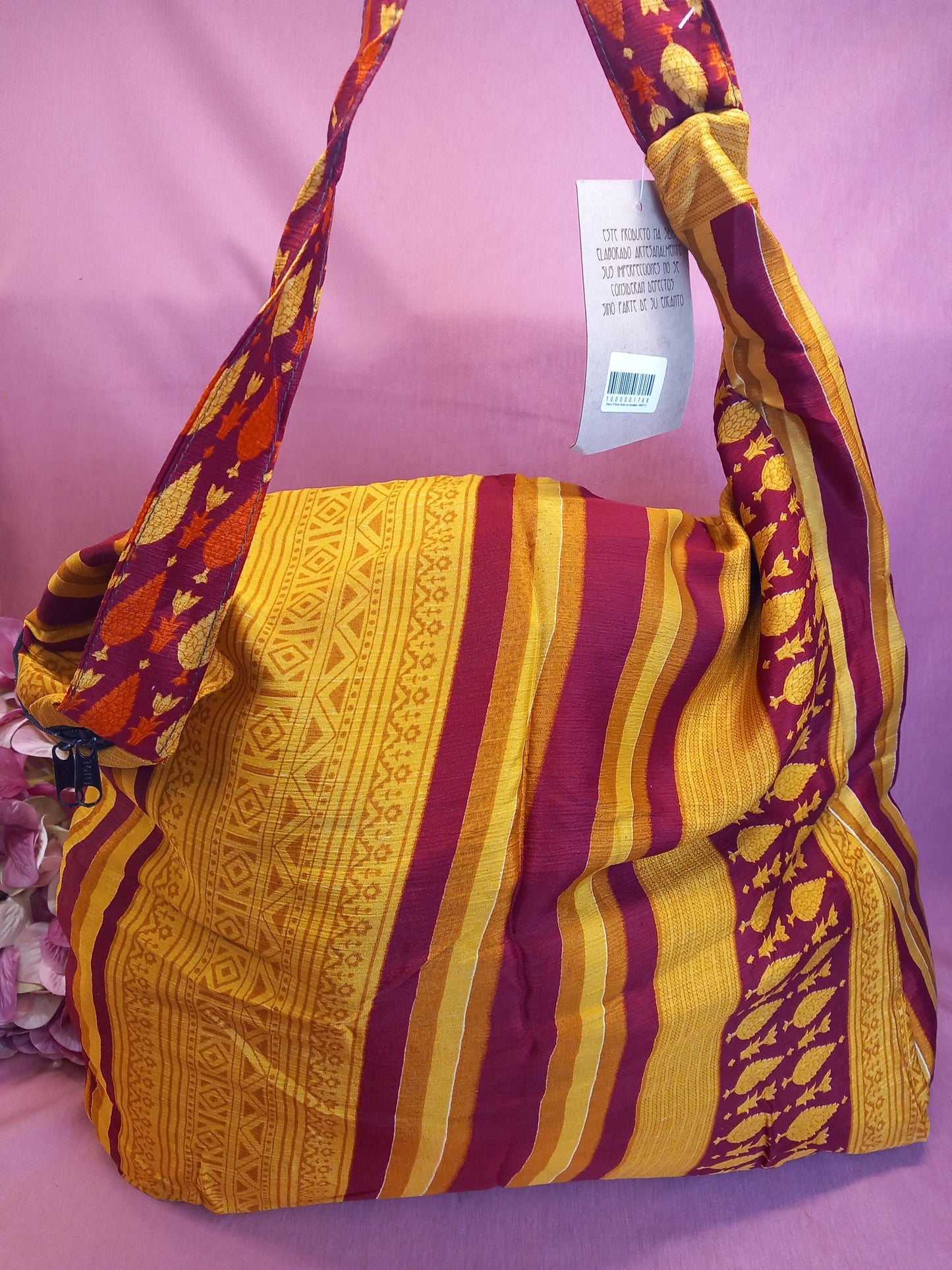 Bolso india de escapada, fin de semana,playa,montaña, gimansio...Con cremallera.Envío Gratis.Modelo Mostaza.