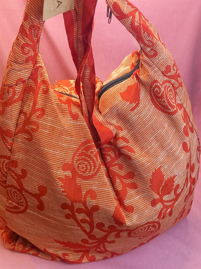 Bolso india de escapada, fin de semana,playa,montaña, gimansio...Con cremallera.Envío Gratis.Modelo Naranja India.