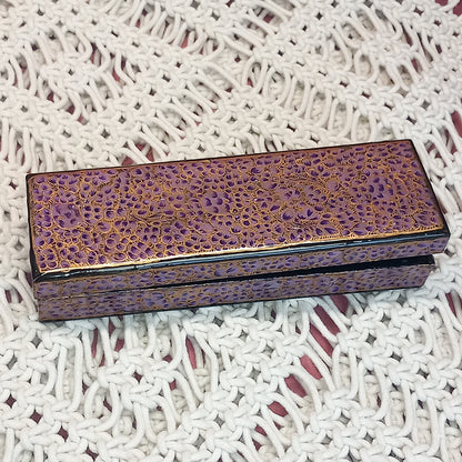 Joyero de cajita artesanía India,hecho a mano en tonos malva. Precio sin competencia. Envío Gratis.