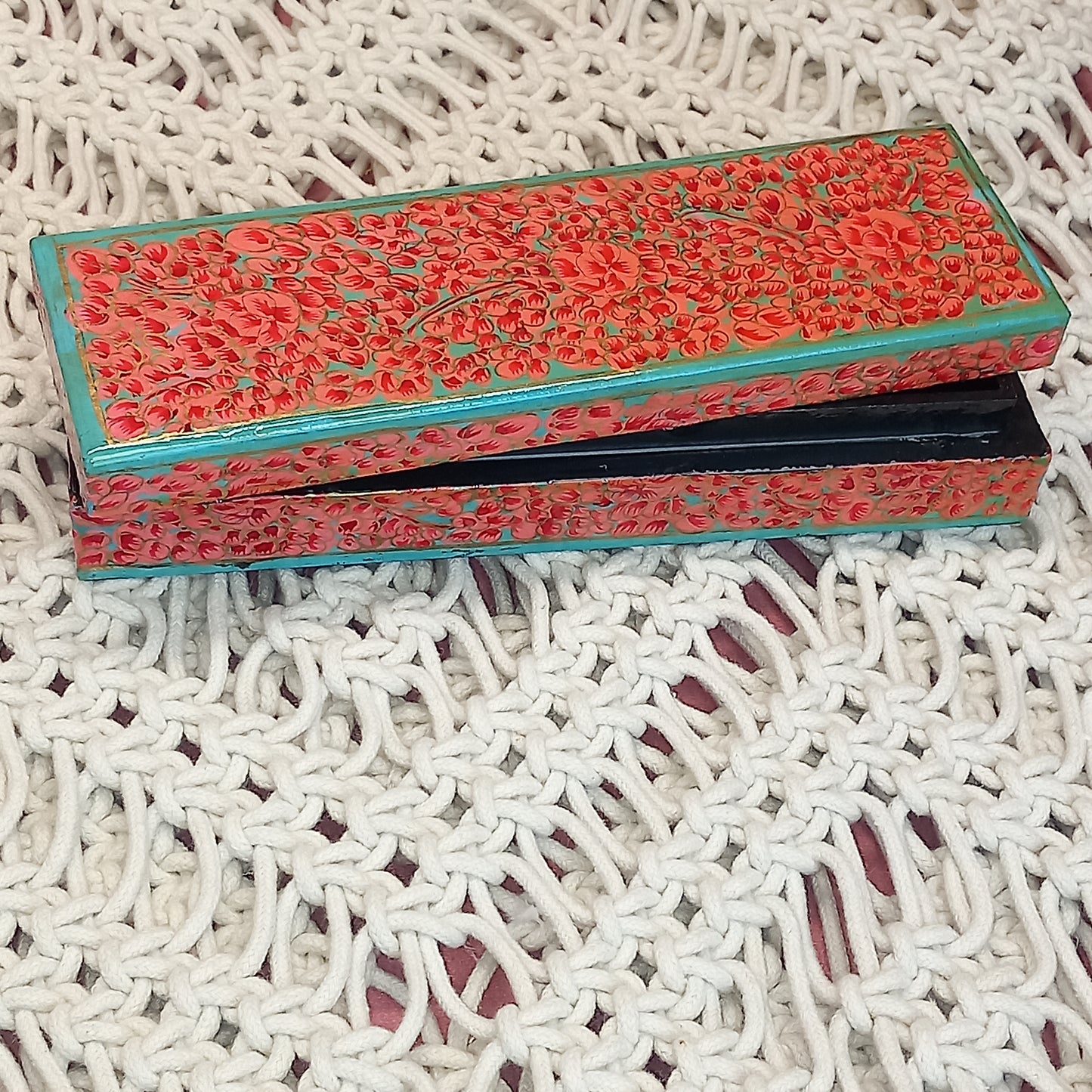 Joyero de cajita roja artesanía India. Precio sin competencia. Envío Gratis.