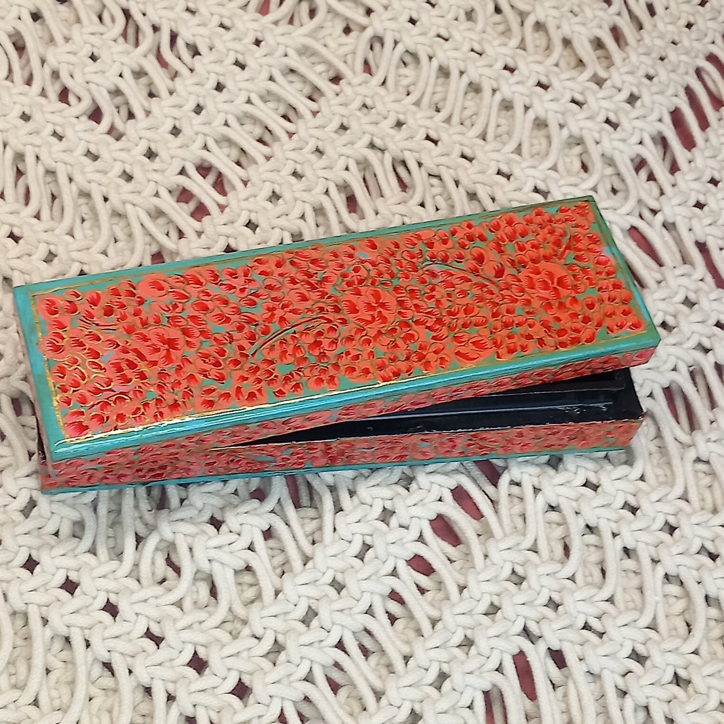 Joyero de cajita roja artesanía India. Precio sin competencia. Envío Gratis.