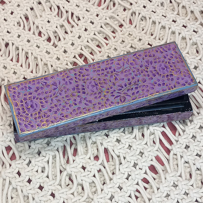 Joyero de cajita artesanía India,hecho a mano en tonos morados exclusiva. Precio sin competencia. Envío Gratis.