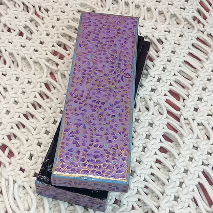 Joyero de cajita artesanía India,hecho a mano en tonos morados exclusiva. Precio sin competencia. Envío Gratis.