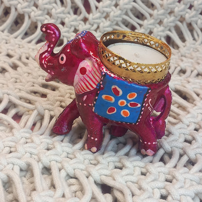 Elefante portavelas artesanía India para iluminar tu hogar con luz propia.Envío gratis.