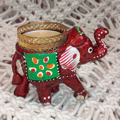 Elefante portavelas étnico artesanía India para iluminar tu hogar con luz propia.Envío gratis SIN pedido mínimo.