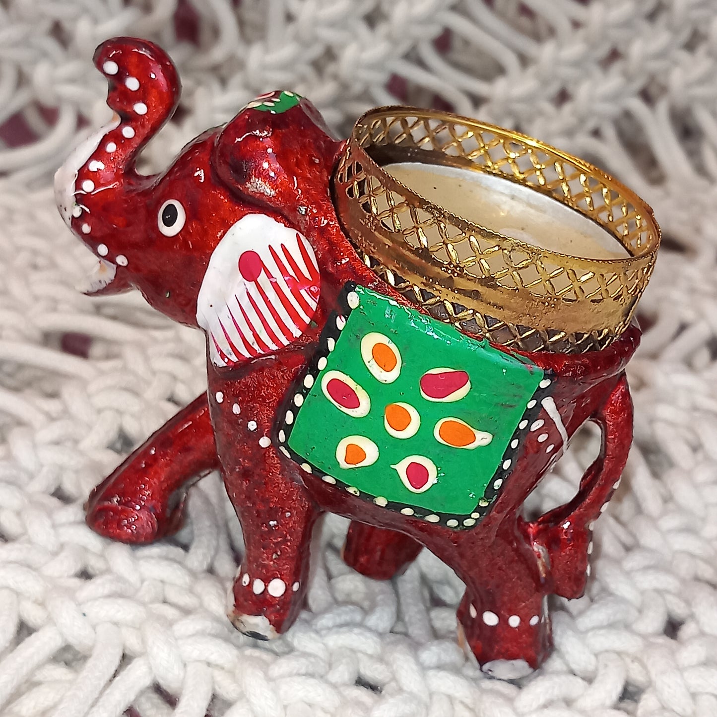 Elefante portavelas étnico artesanía India para iluminar tu hogar con luz propia.Envío gratis SIN pedido mínimo.