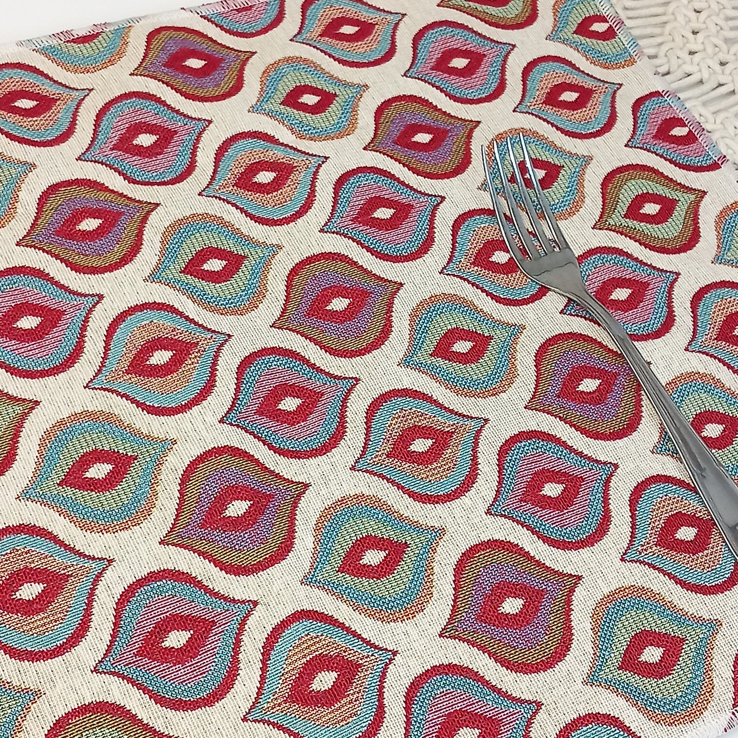 Juego de 2 manteles individuales dhurries print. Envío gratis y modelo amuleto.