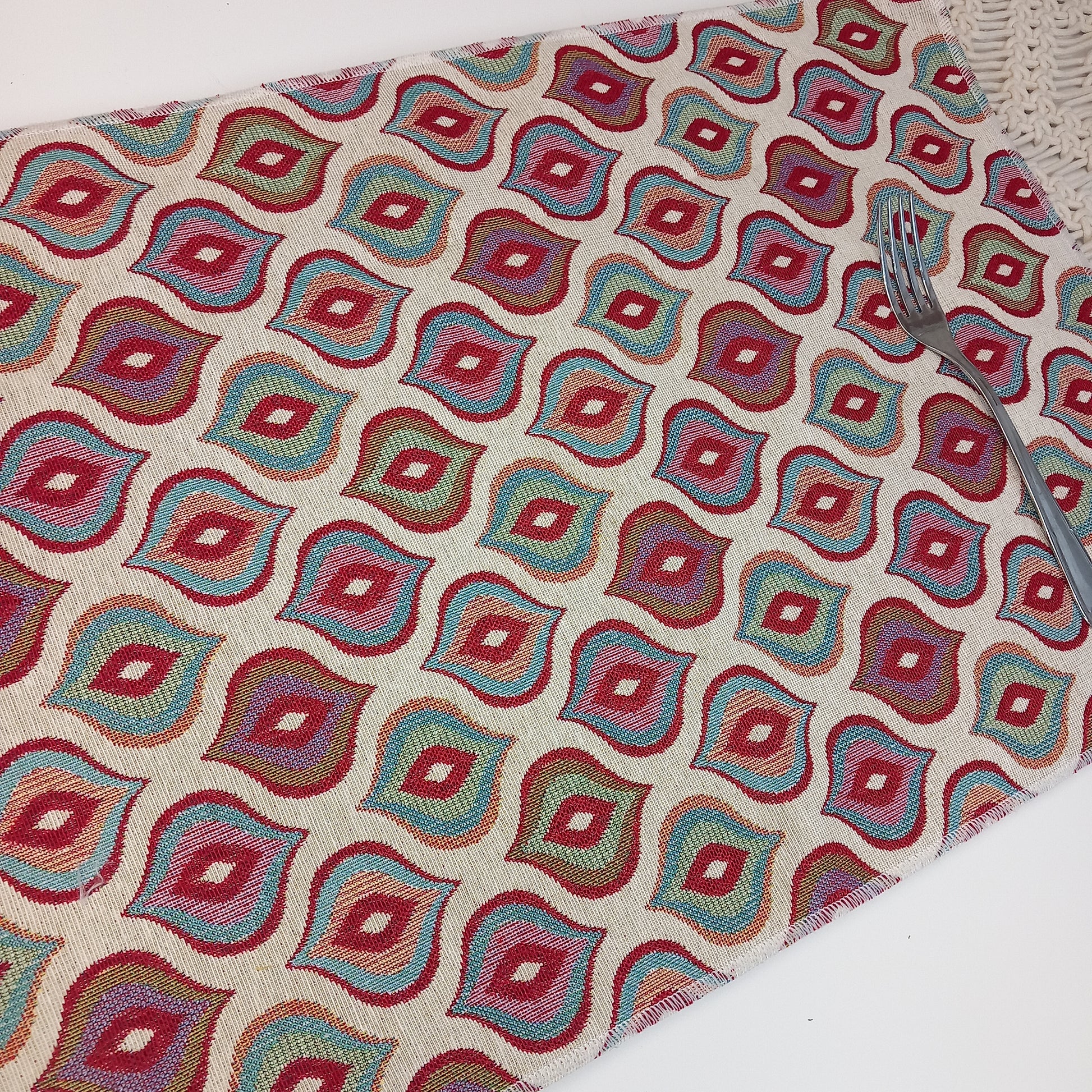 Juego de 2 manteles individuales dhurries print. Envío gratis y modelo amuleto.