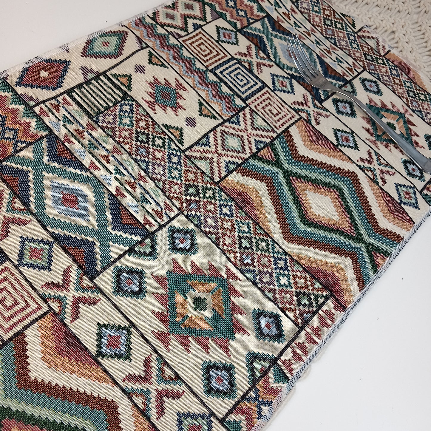 Juego de 2 manteles individuales dhurries print. Envío gratis y modelo cancún.