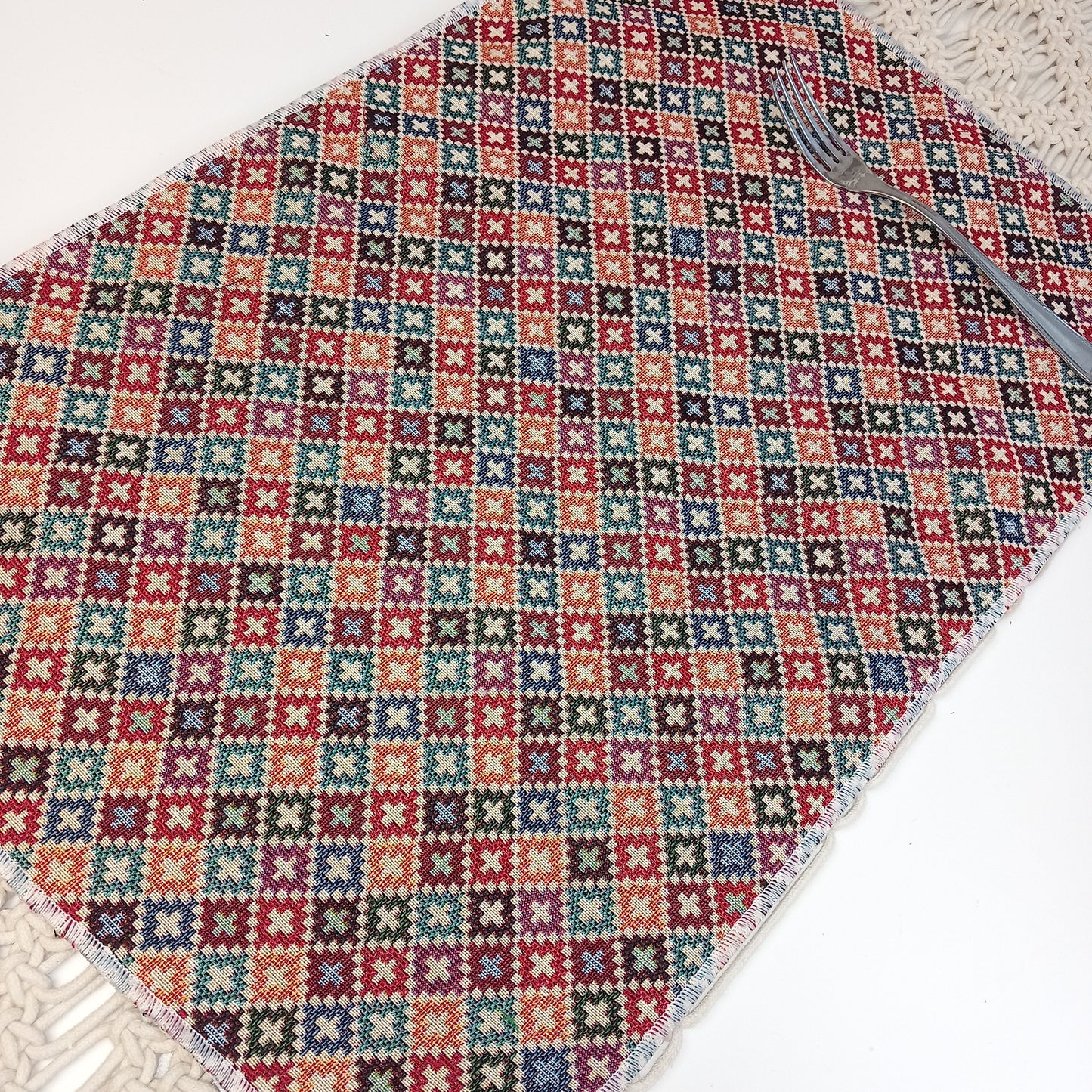 Juego de 2 manteles individuales dhurries print. Envío gratis y modelo maldivas.