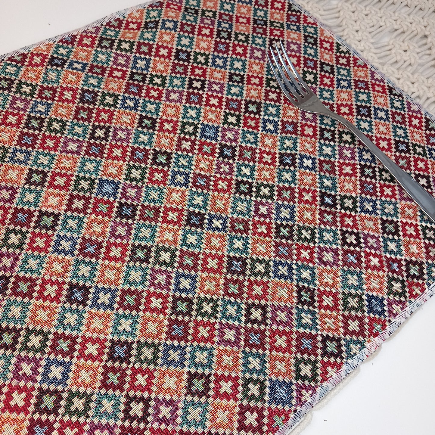 Juego de 2 manteles individuales dhurries print. Envío gratis y modelo maldivas.