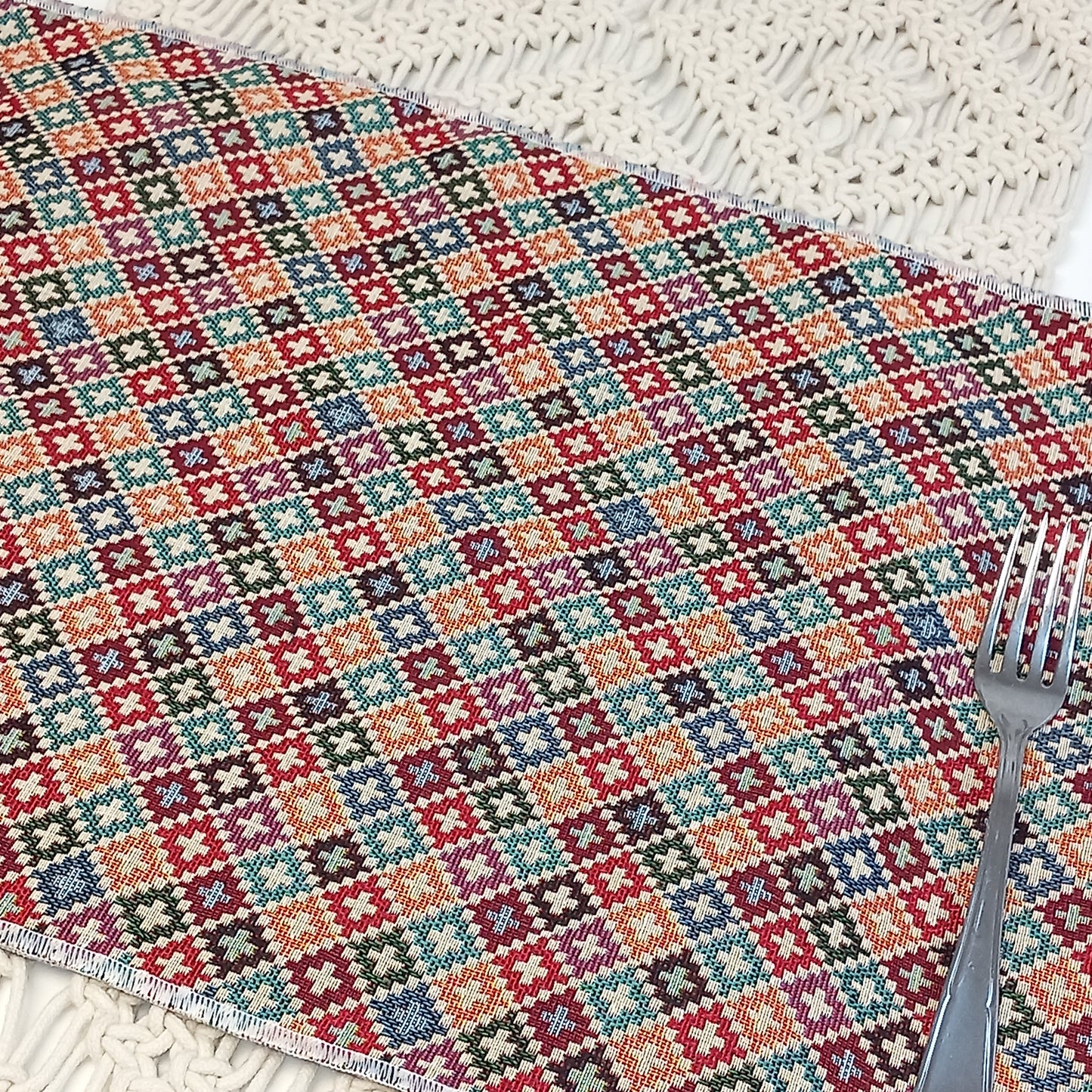 Juego de 2 manteles individuales dhurries print. Envío gratis y modelo maldivas.