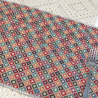 Juego de 2 manteles individuales dhurries print. Envío gratis y modelo maldivas.