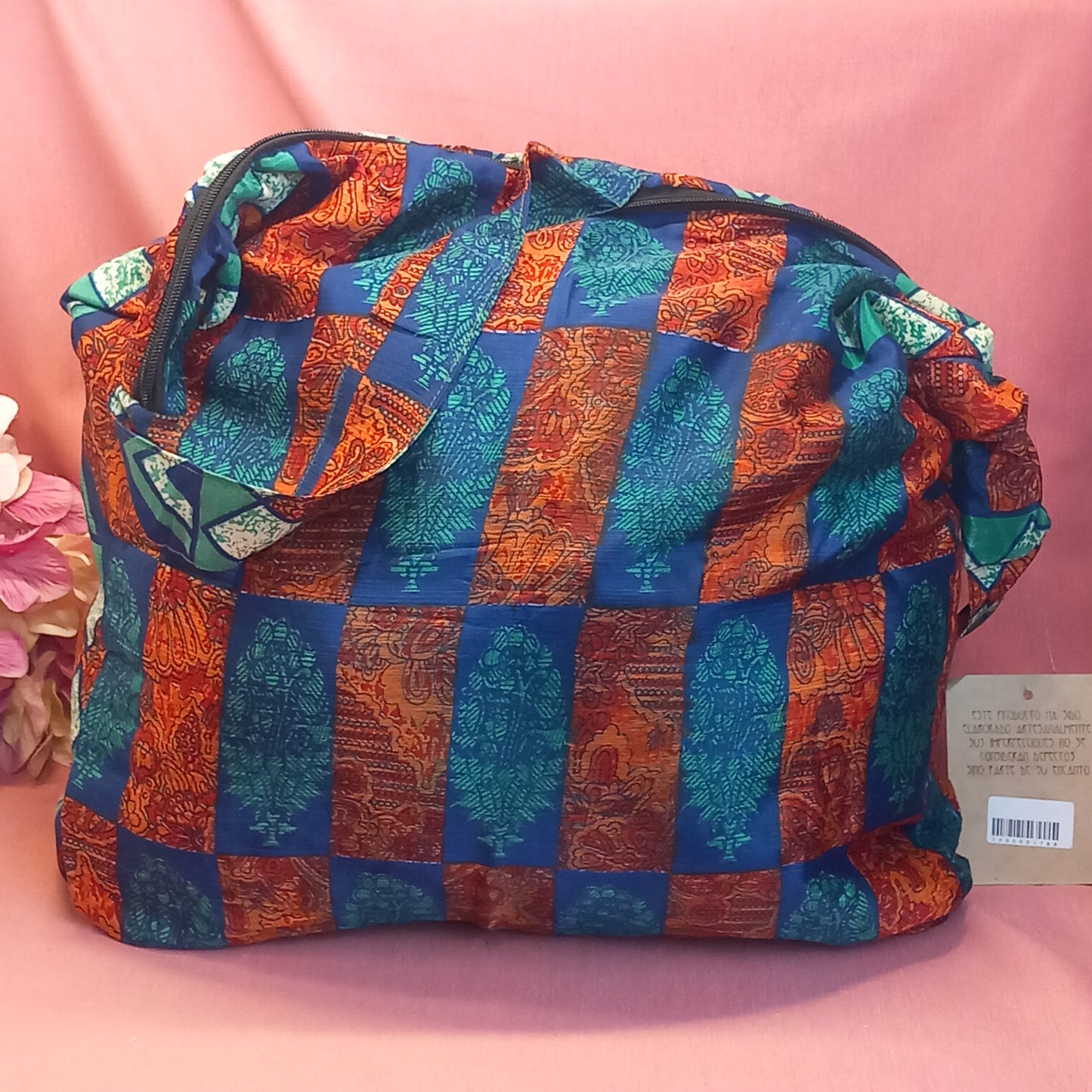 Bolso india de escapada, fin de semana,playa,montaña, gimansio...Con cremallera.Envío Gratis.Modelo Sri Racha