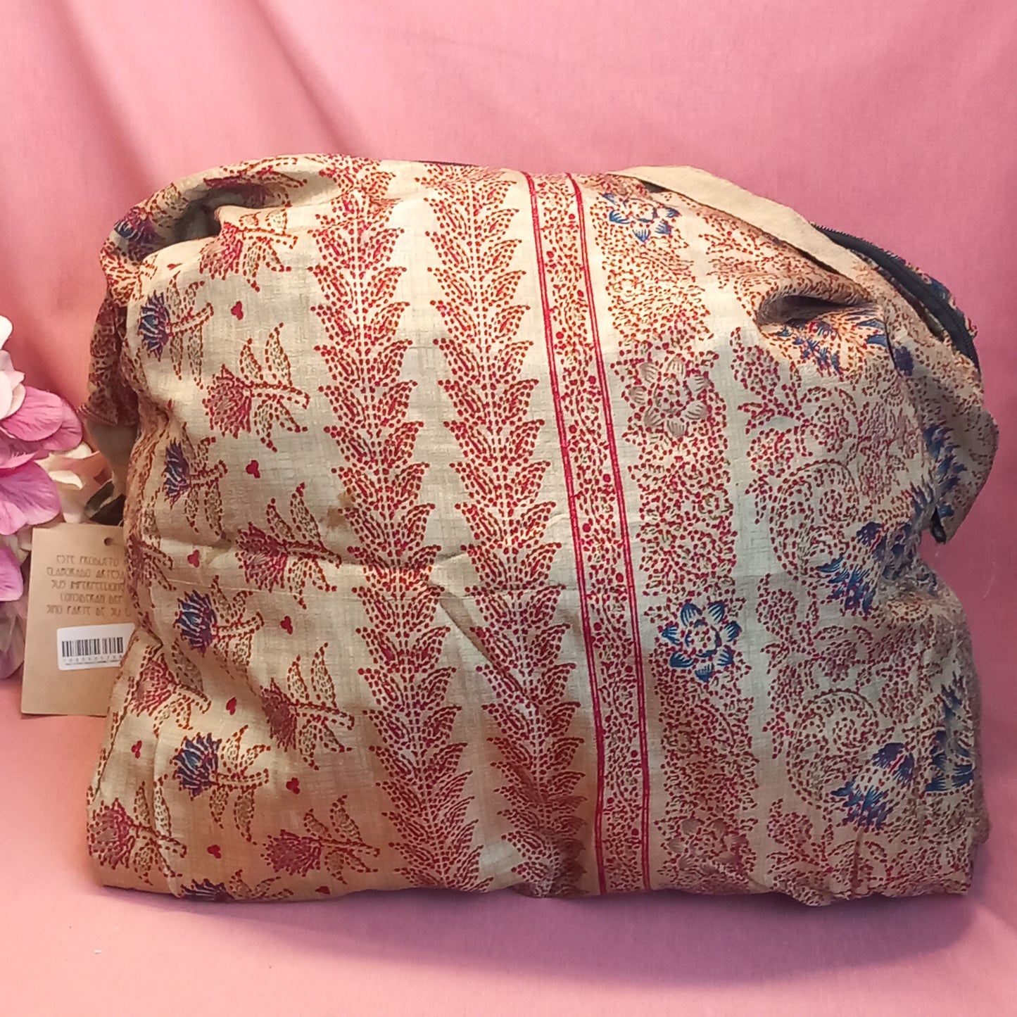 Bolso india de escapada, fin de semana,playa,montaña, gimansio...Con cremallera.Envío Gratis.Modelo Jaspe Rojo.