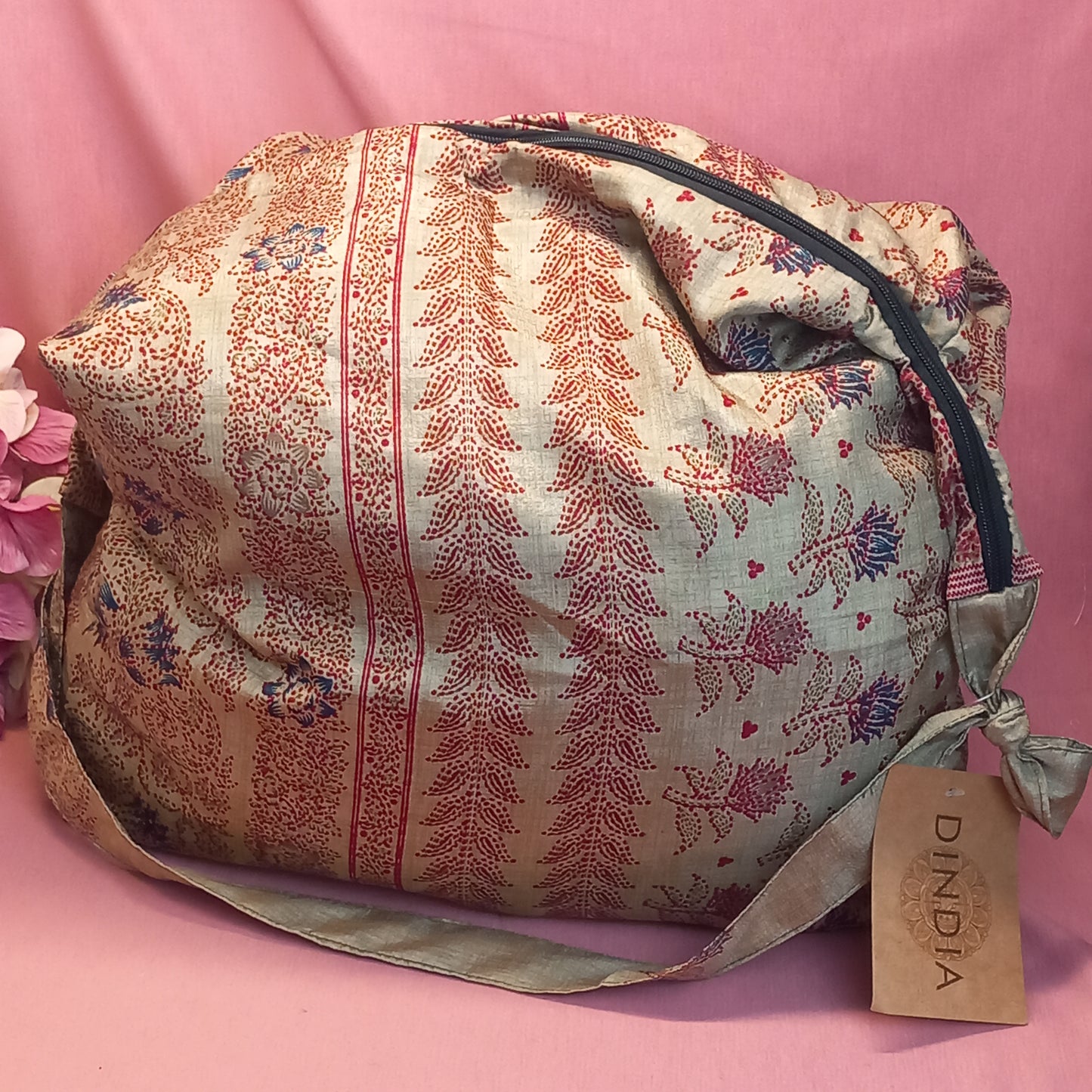 Bolso india de escapada, fin de semana,playa,montaña, gimansio...Con cremallera.Envío Gratis.Modelo Jaspe Rojo.