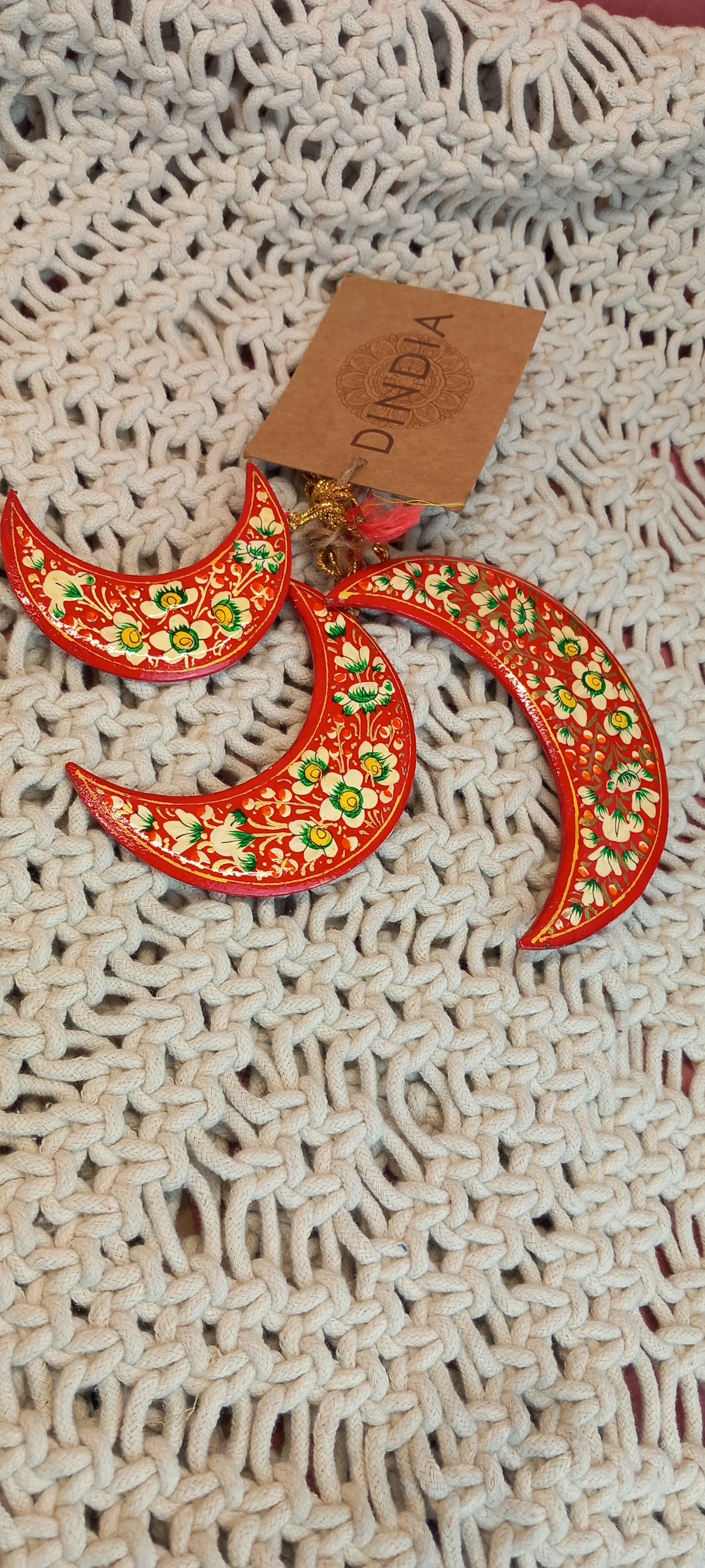 SET 3 LUNAS SURUC,PIEZAS ÚNICAS E IRREPETIBLES DE LA ARTESANÍA INDIA PINTADO A MANO.ENVÍO GRATIS SIN PEDIDO MÍNIMO