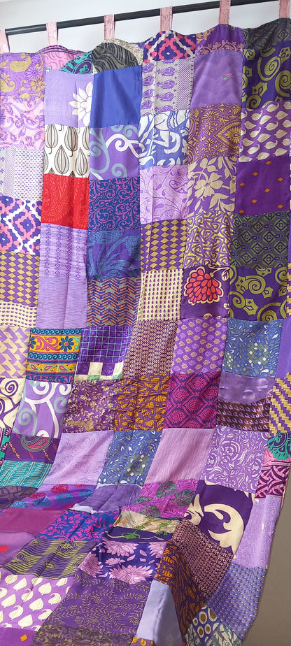 Cortinas reversibles ya confeccionadas técnico patchwork en India,modelo Maharaja.