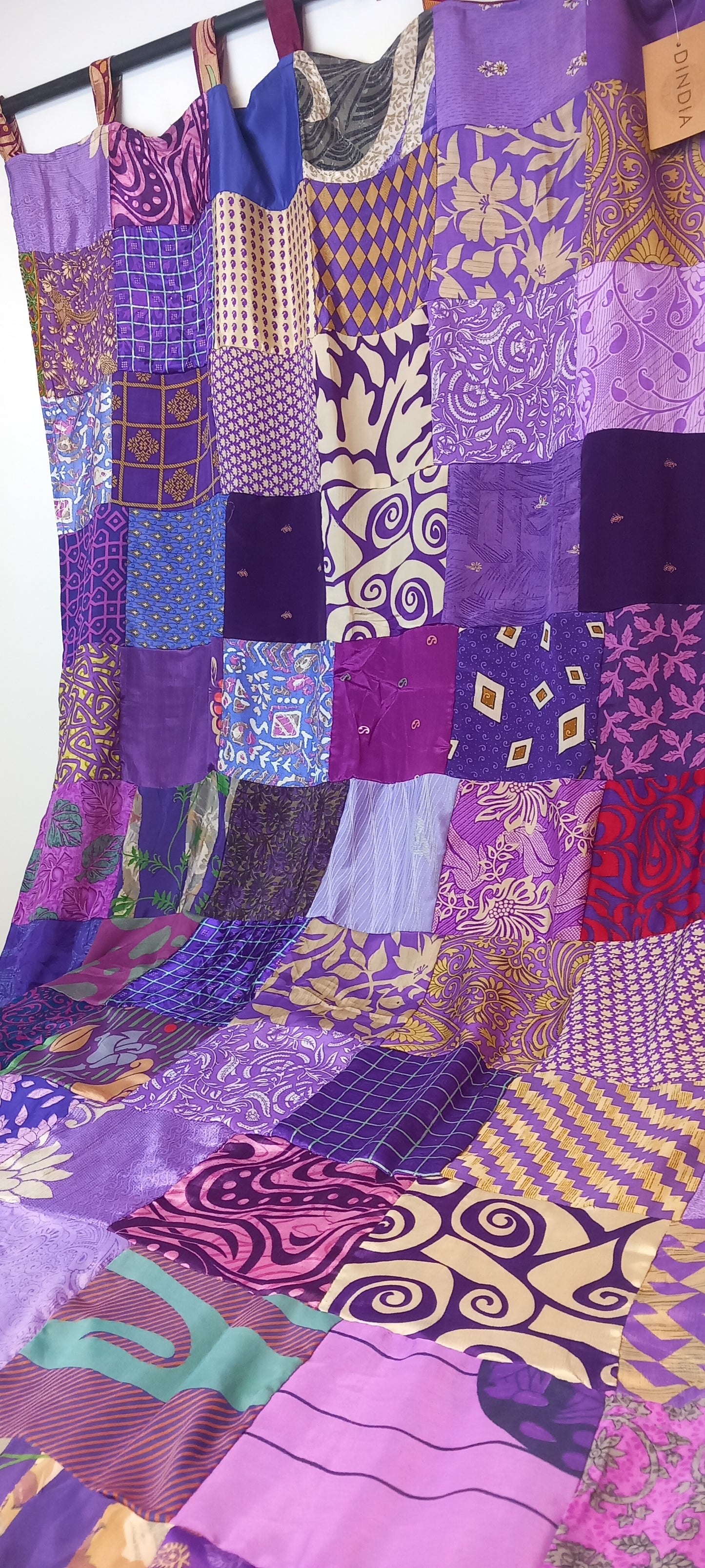 CORTINA MÁGICA PORQUE ES REVERSIBLE PATCHWORK A 2 CARAS YA CONFECCIONADA.ENVÍO GRATIS.