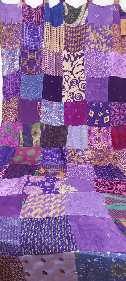 CORTINA MÁGICA PORQUE ES REVERSIBLE PATCHWORK A 2 CARAS YA CONFECCIONADA.ENVÍO GRATIS.